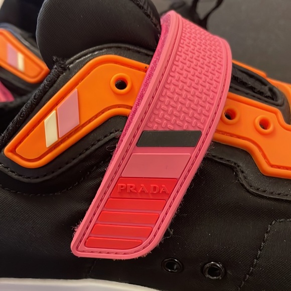 Prada Calzature Donna *3E6322 Nero Orange - *NYLON 2* size 40 - Picture 3 of 17